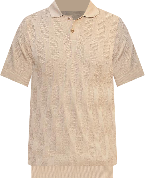 Men's Camel Beige Webbing-Tactile Polo T-Shirt