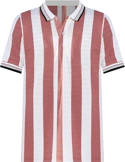 Men's Nude Pink & Cream White Awning-Striped Polo T-Shirt