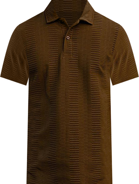 Men's Mocha Brown Flatten-Ruched Polo T-Shirt
