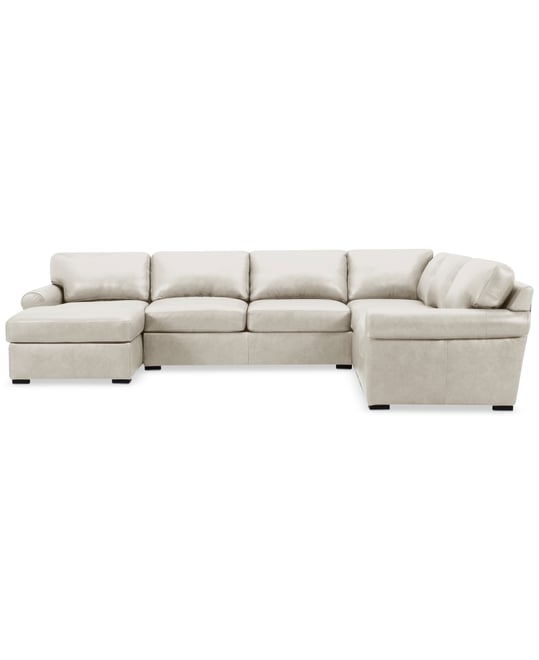 Radley Roll Arm 139" 5-Pc. Leather Square Corner Chaise Sectional, Exclusively at Macy's