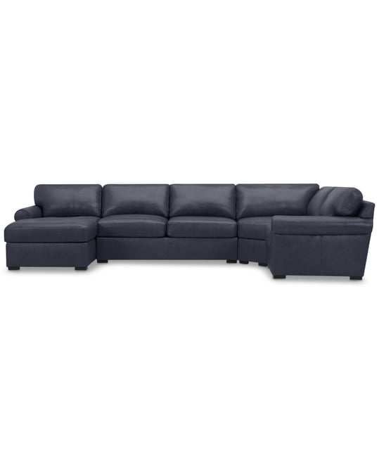 Radley Roll Arm 152" 4-Pc. Leather Wedge Corner Chaise Sectional, Exclusively at Macy's