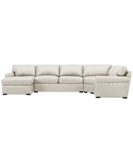 Radley Roll Arm 152" 4-Pc. Leather Wedge Corner Chaise Sectional, Exclusively at Macy's