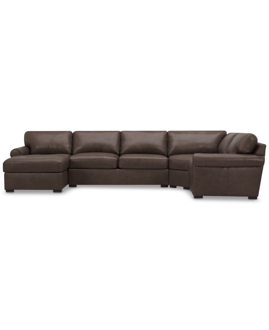 Radley Roll Arm 152" 4-Pc. Leather Wedge Corner Chaise Sectional, Exclusively at Macy's