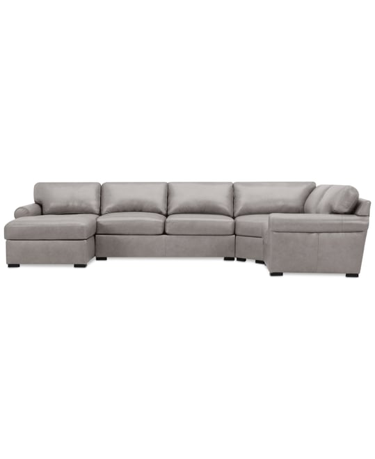 Radley Roll Arm 152" 4-Pc. Leather Wedge Corner Chaise Sectional, Exclusively at Macy's