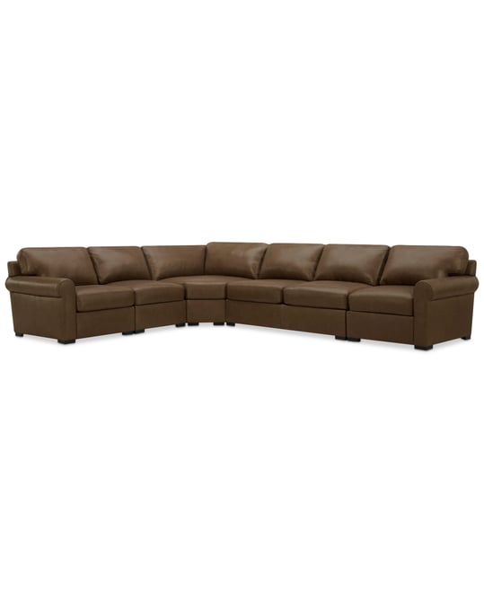 Radley Roll Arm 152" 5-Pc. Leather Wedge Corner L Sectional, Exclusively at Macy's