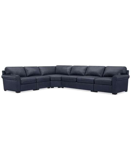 Radley Roll Arm 152" 5-Pc. Leather Wedge Corner L Sectional, Exclusively at Macy's