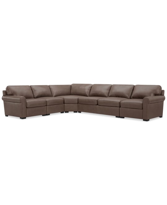 Radley Roll Arm 152" 5-Pc. Leather Wedge Corner L Sectional, Exclusively at Macy's