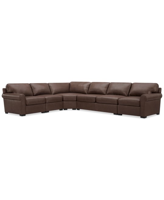 Radley Roll Arm 152" 5-Pc. Leather Wedge Corner L Sectional, Exclusively at Macy's