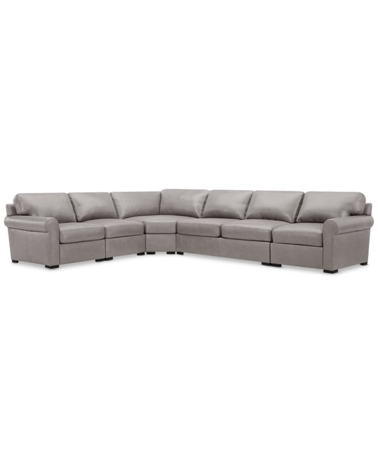 Radley Roll Arm 152" 5-Pc. Leather Wedge Corner L Sectional, Exclusively at Macy's