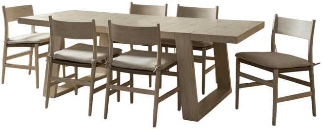 River Rock 7 Pc. Dining Set (Rectangular Table & 6 Wood Side Chairs)
