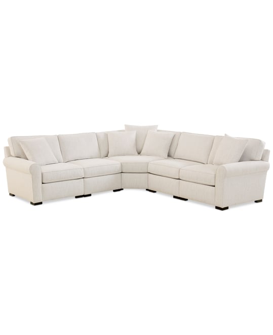 Radley Roll Arm 115" 5-Pc. Fabric L Sectional with Wedge, Exclusively at Macy's