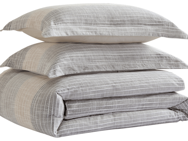 Sand Stripes Textured 3-Pc. Duvet Cover Set, Queen