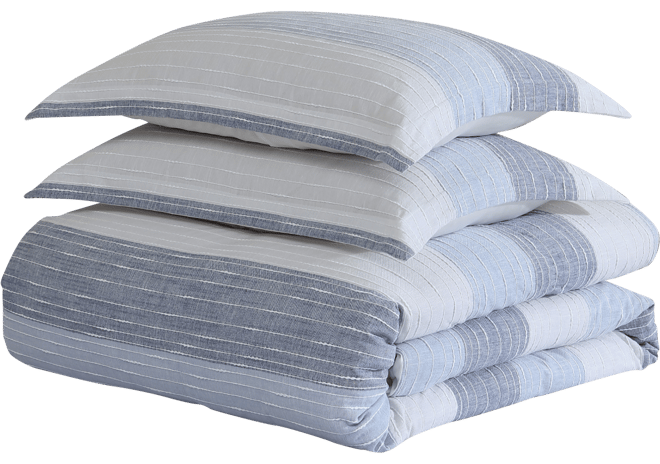 Sand Stripes Textured 3-Pc. Duvet Cover Set, Queen
