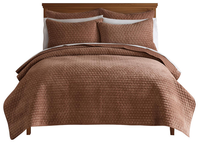 Velvet Stitch Reversible 3-Pc. Quilt Set, King/California King