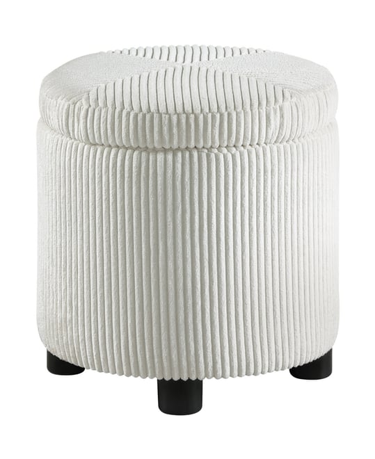 15.75" Designs4Comfort Round Corduroy Accent Storage Ottoman with Reversible Tray