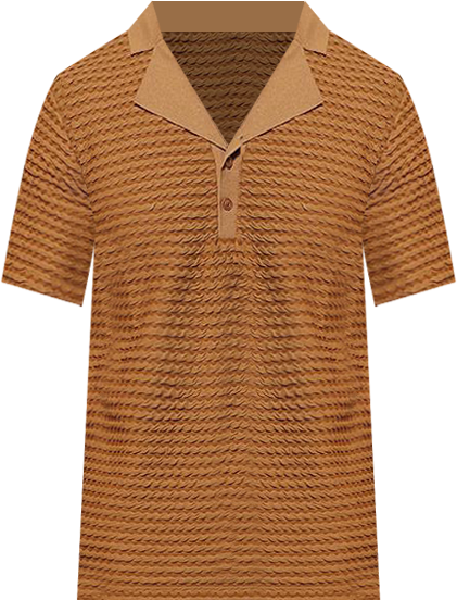 Men's Coffee Brown Crease-Tactile Cuban Polo T-Shirt