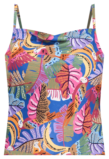 Plus Size Printed Satin Draped-Neck Camisole Top