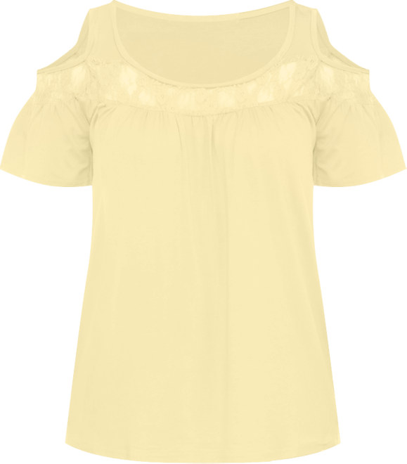 Women's Cold Shoulder Lace Trim Knit Top