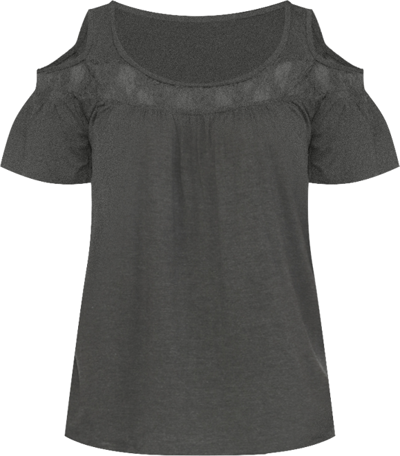 Women's Cold Shoulder Lace Trim Knit Top