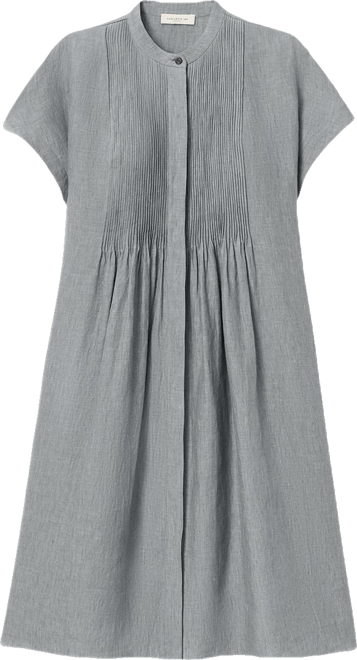 chinese dress ladies Lafayette 148 New York Sonny Linen-Blend Dress - Blue main image 0