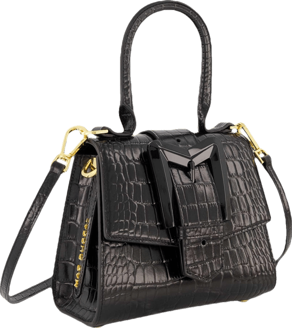 Crocodile Leather Buckle Detail Mini Handbag