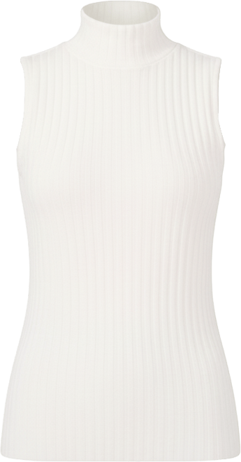 Women's Sleeveless Mock Neck Wide Rib Knit Top