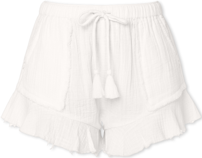 Juniors' Banzai Babe Cotton Ruffled Pull-On Shorts