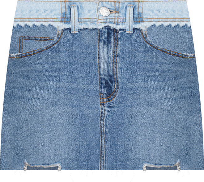 Sereia Two-Wash Denim Frayed-Hem Mini Skirt