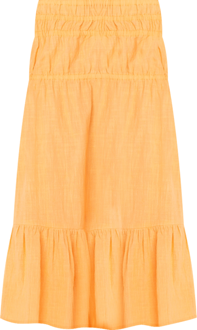 Juniors' Malia Cotton Solid Tiered Midi Skirt