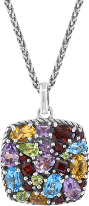 Effy Multi-Gemstone Locket 18" Pendant Necklace (6-3/4 ct. t.w.) in Sterling Silver