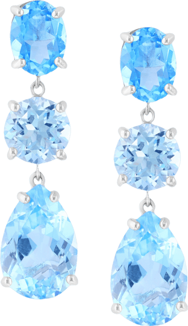 Effy Sky Blue Topaz (10-5/8 ct. t.w.) & Swiss Blue Topaz (3/8 ct. t.w.) Linear Drop Earrings in Sterling Silver