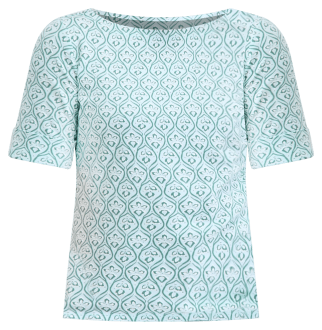 Style & Co Women's Printed Boat-Neck Elbow-Sleeve Top