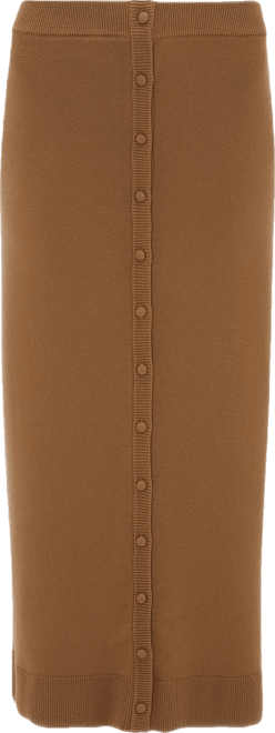 Button Detail Midi Skirt In Camel