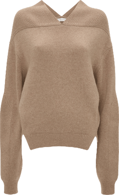 V-Neck Yoke Detail Jumper In Sand