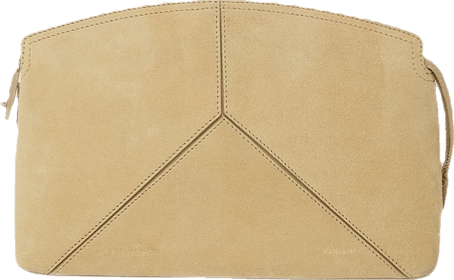 Victoria Clutch Bag In Sand Suede