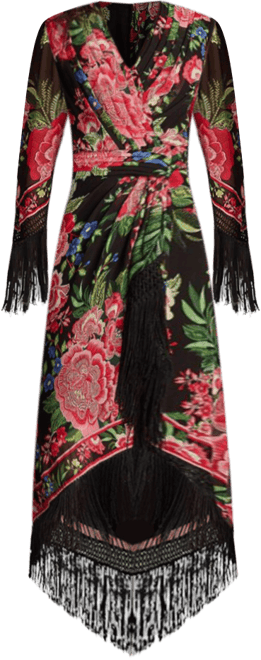 新作Tadashi shoji パーティードレス Mair Floral Fringe Wrap Mair Floral Print Tassel Fringe Wrap Dress | Tadashi Shoji