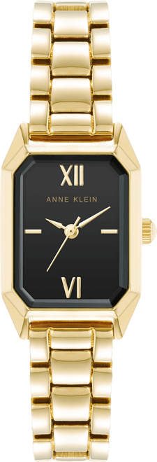 Women's Quartz Petite Octagonal Black and Gold-Tone Metal Alloy Bracelet Watch, 21mm