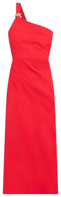 Red Linen Dominica Midi Dress
