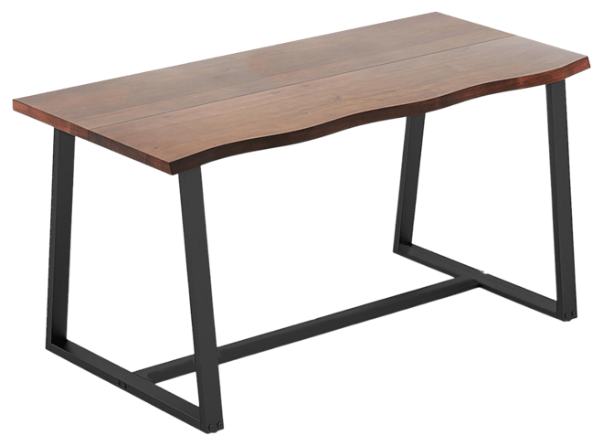 63" Large Dining Table with Wavy Edge and Heavy-duty Metal Frame