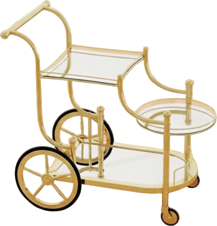 3-Tier Home Bar Serving Cart on Wheels with Mirrored Shelves