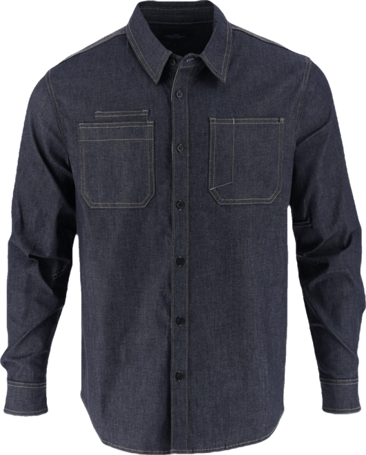 Big & Tall Men's Vintage Stretch Denim Long Sleeve Button Up Shirt