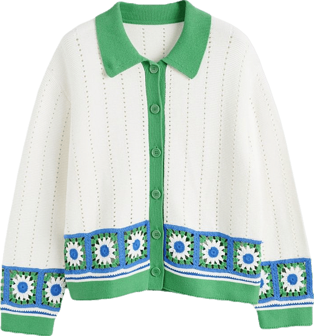 売れ筋商品|||チンティアンドパーカー カットソー トップス レディース Women's Cotton Crochet Shirt Green Chinti & Parker Women's Cotton Hand Crochet Shirt