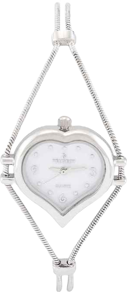 Womens Silver Heart Shape Wire Watch with White dial