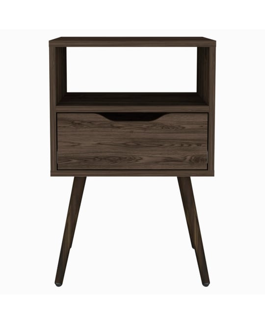 One Drawer Faux Wood Nightstand For Bedside Organization