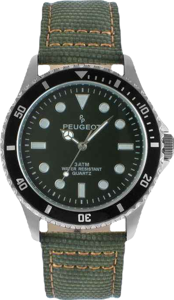 Men's 42mm Sport Bezel Watch with Khaki Green Dial and Canvas Strap