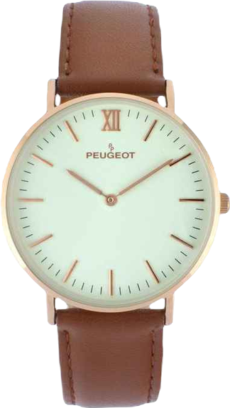 Men's 40mm Rose-Gold Super Slim Case Leather Strap Watch