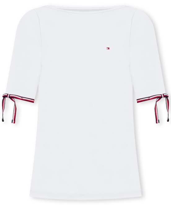 売れ筋商品|||トミー ヒルフィガー カットソー トップス レディース Women's Cotton Boat-Neck Tie-Sleeve T-Shirt Coralie Tommy Hilfiger Women's Cotton Boat-Neck Tie-Sleeve T-Shirt