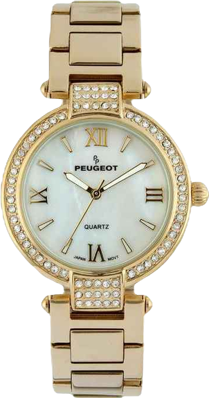 Women 38mm Gold Plated Bracelet Watch With Crystal Bezel