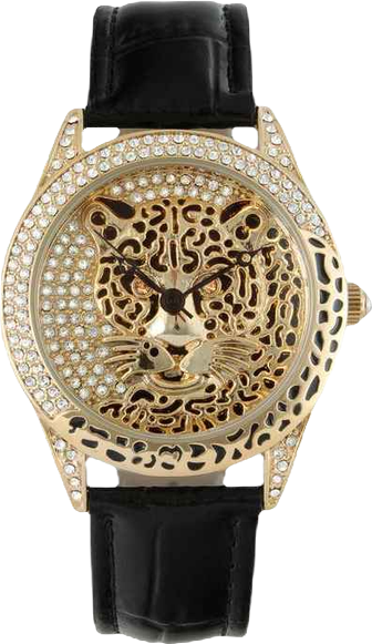Women's Couture Gold Watch Leopard Dial Swarovski Crystal