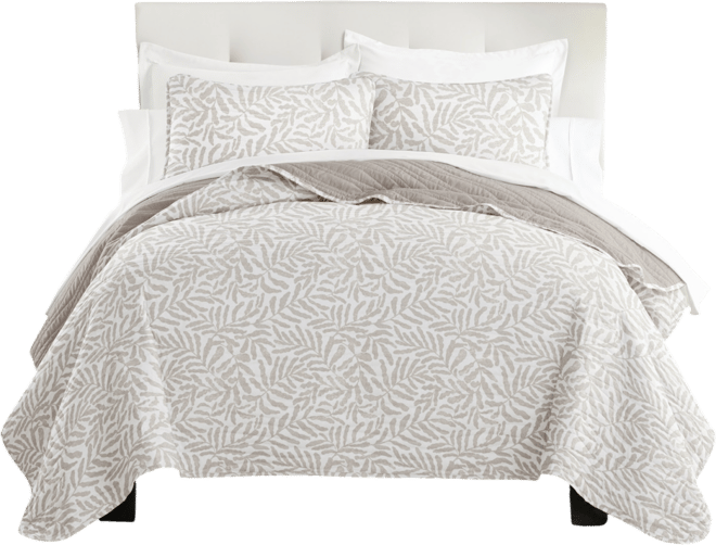 Tossed Ferns Reversible 3-Pc. Quilt Set, King/California King